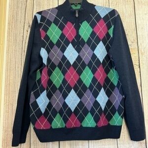 Vintage Brooks Brothers Mens 100% Extra fine merino wool 1/4 Zip sweaters XL